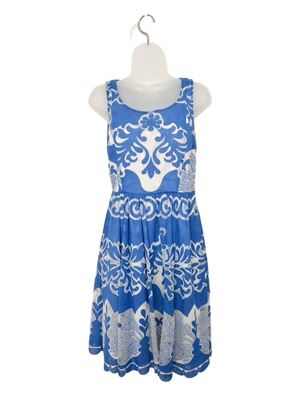 Anthropologie Plenty homecoming dress Tracy Reese Azure Lace Folklore White/blue